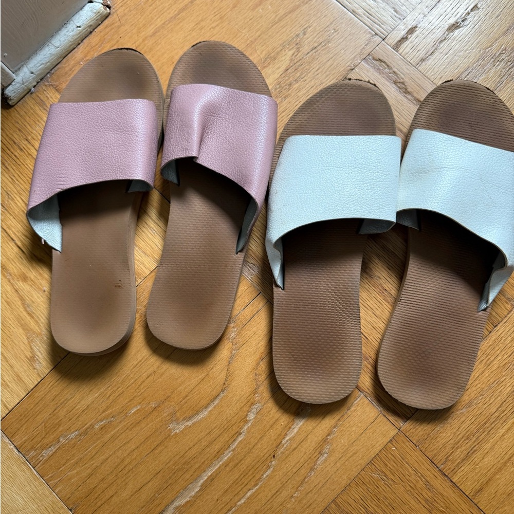 Stylish Pink and White Slide Sandals
